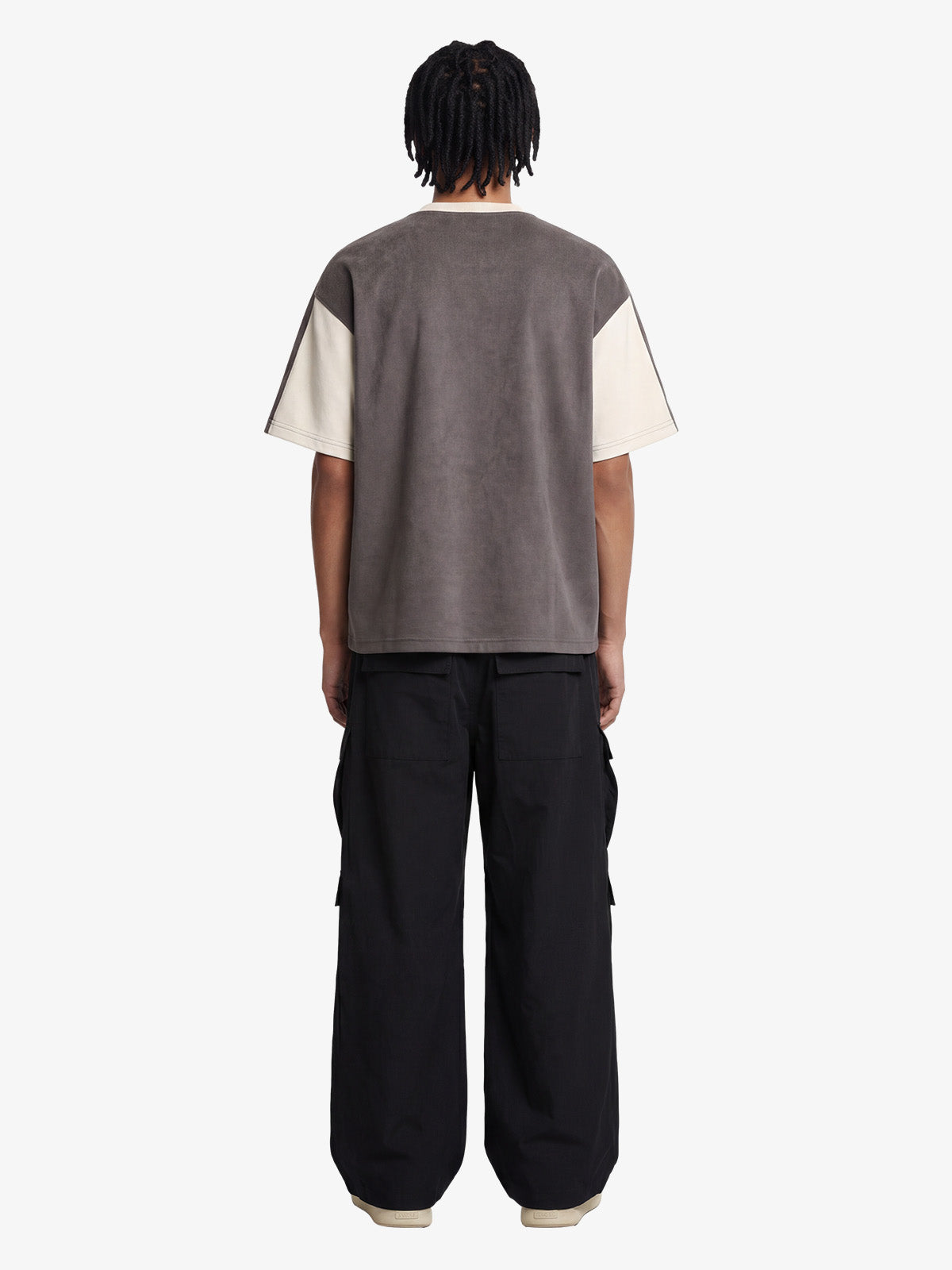Jersey Deconstructed Contrast Color Stitching Print T-shirt