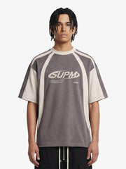 Jersey Deconstructed Contrast Color Stitching Print T-shirt