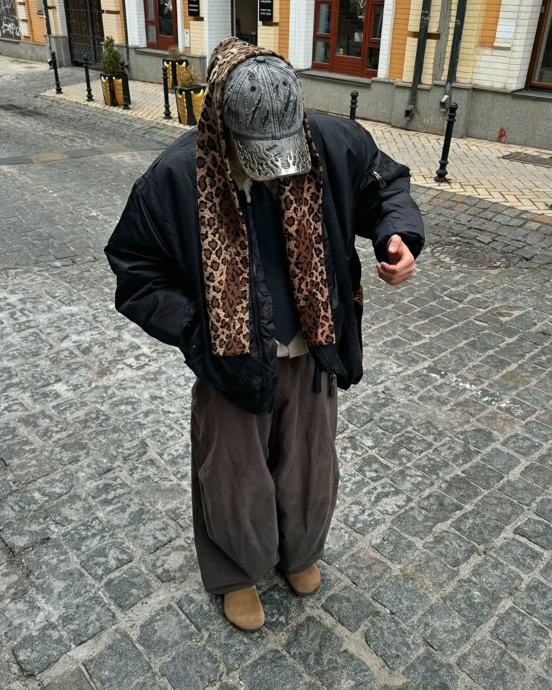 Post-Apocalyptic Flame Metal Denim Cap