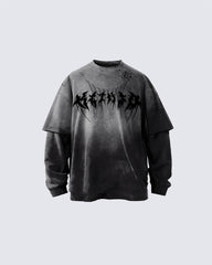 Gothic Logo Distressed Oversized T-Shirt