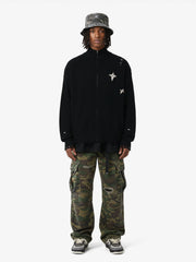 Woven Ripped Camouflage Cargo Baggy Pants
