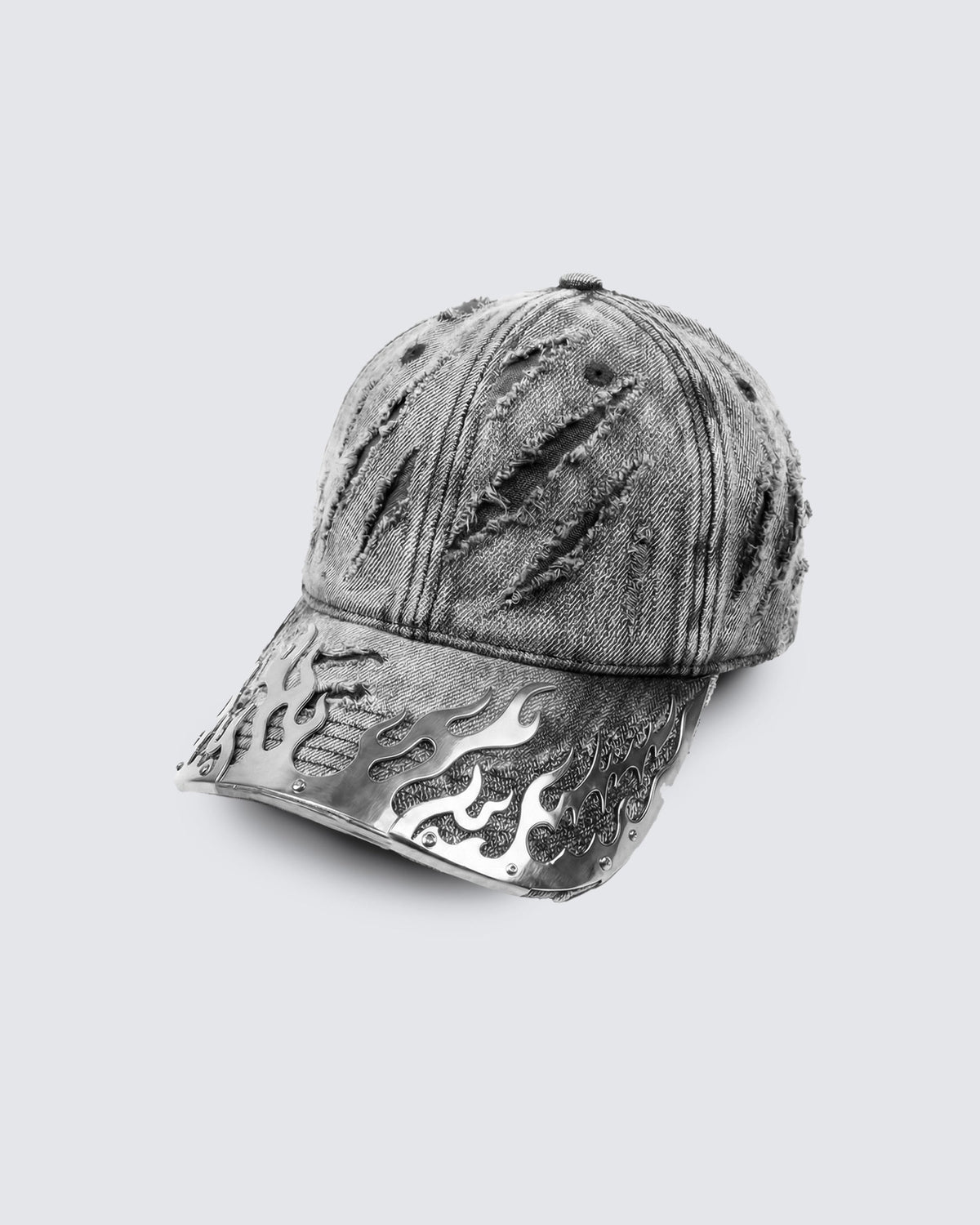 Post-Apocalyptic Flame Metal Denim Cap