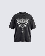 Retro Personality  Washed Skull Print T-Shirt