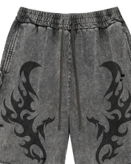 Tribal Print Grey Sweat Shorts