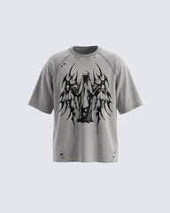 Grunge Angel Graphic Oversized T-Shirt