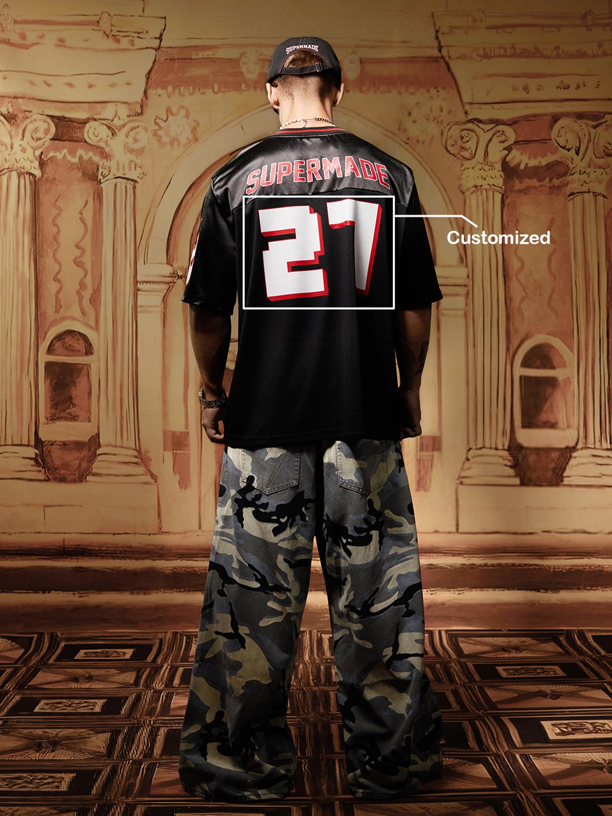 Original Flame Print Football Jersey T-Shirt