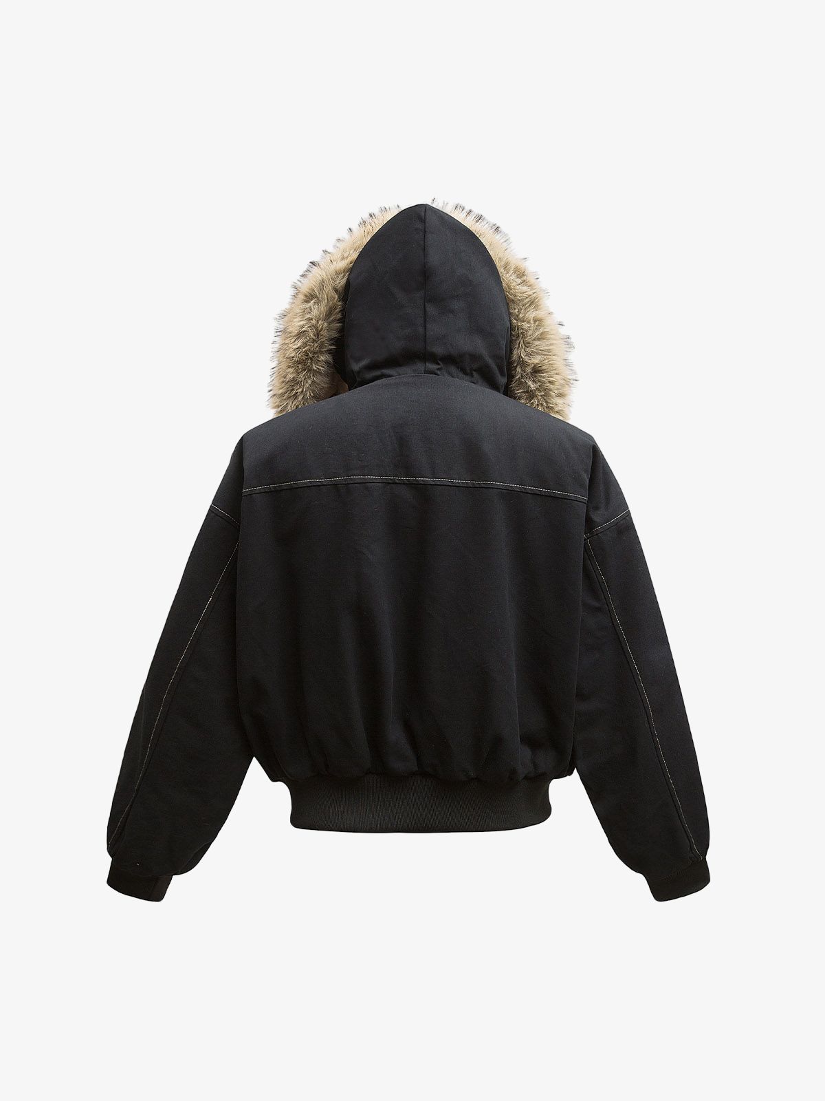 Faux Fur Lined Zip Up Winter Hooded Bomber Jacket