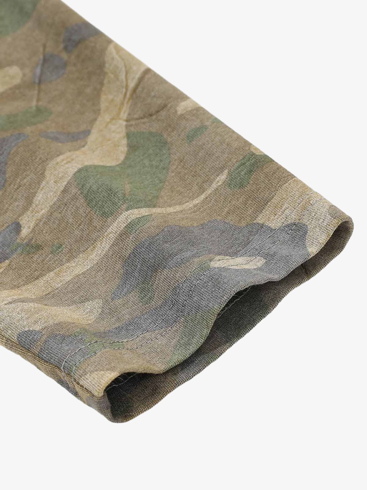 Jersey Distressed Camouflage Double Layered Graphic T-Shirt