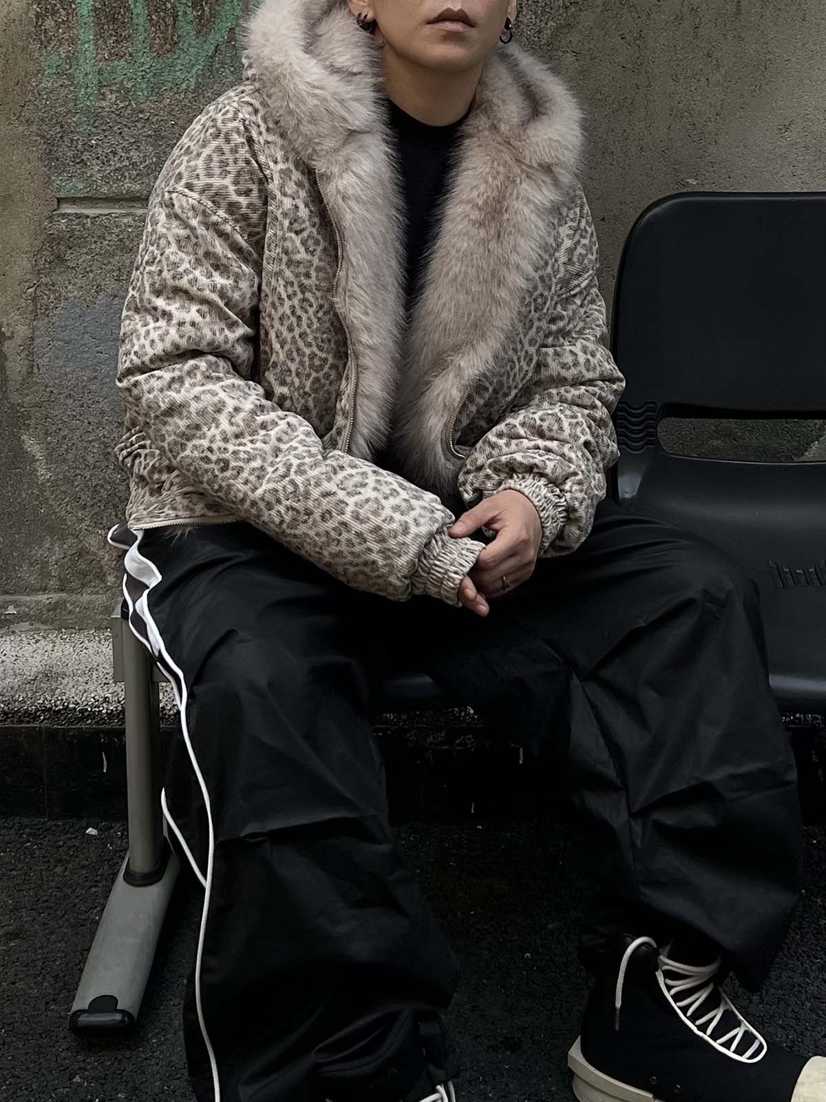 Cotton Cheetah Print Mink Fur Hooded Jacket